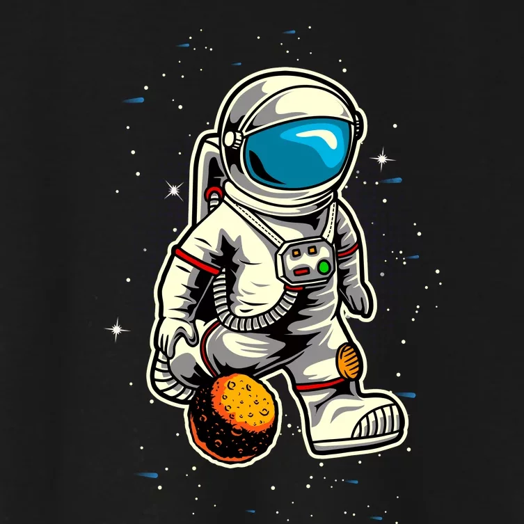 Astronaut Playing Basketball Women's Crop Top Tee