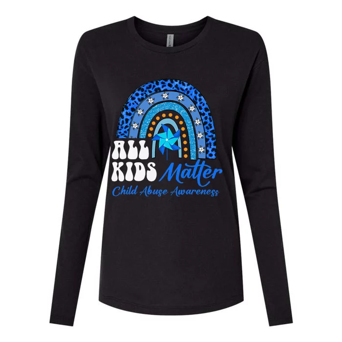 All Pinwheel Blue Rainbow Child Abuse Awareness Womens Cotton Relaxed Long Sleeve T-Shirt