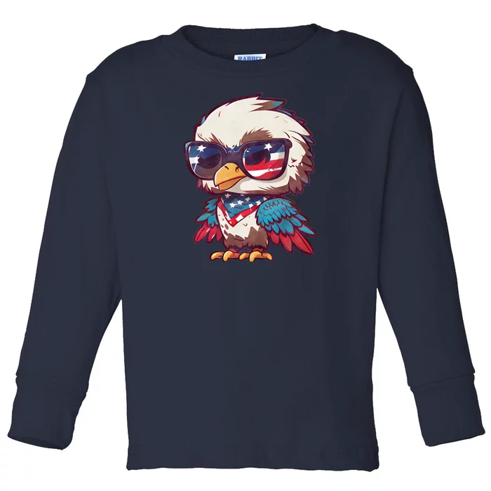 America Patriotic Bald Eagle Toddler Long Sleeve Shirt