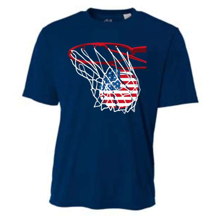 American Patriotic Basketball 4th Of July US Flag Cooling Performance Crew T-Shirt