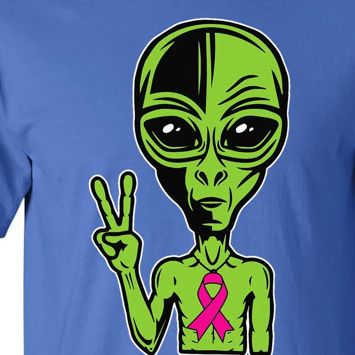 Alien Peace Breast Cancer Ribbon Costume Cool Halloween Gift Tall T-Shirt