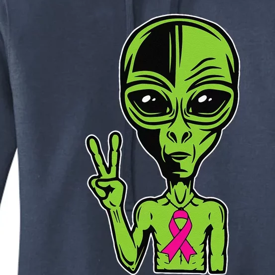 Alien Peace Breast Cancer Ribbon Costume Cool Halloween Gift Women's Pullover Hoodie