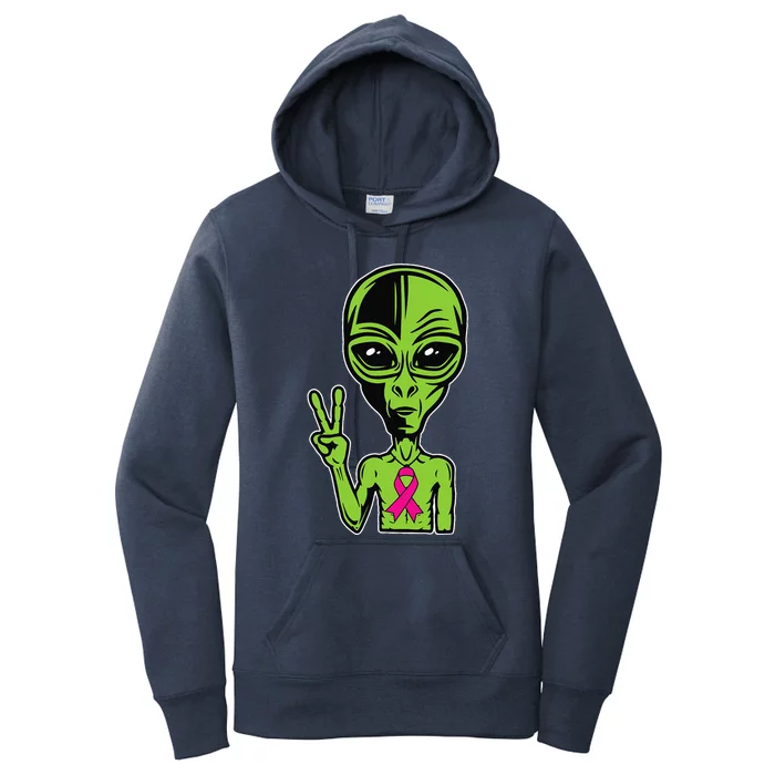 Alien Peace Breast Cancer Ribbon Costume Cool Halloween Gift Women's Pullover Hoodie