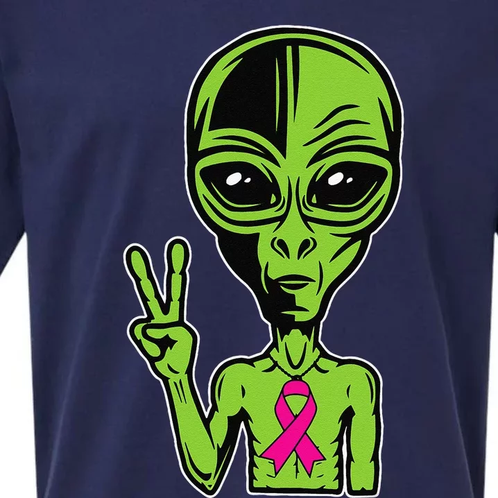 Alien Peace Breast Cancer Ribbon Costume Cool Halloween Gift Sueded Cloud Jersey T-Shirt