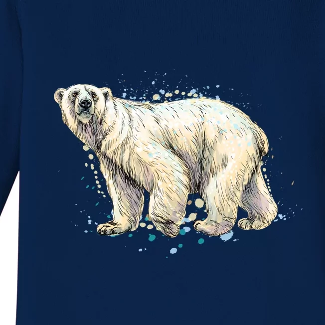 Abstract Polar Bear From A Splash Baby Long Sleeve Bodysuit