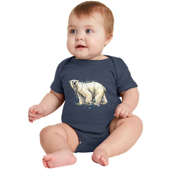 Abstract Polar Bear From A Splash Baby Bodysuit