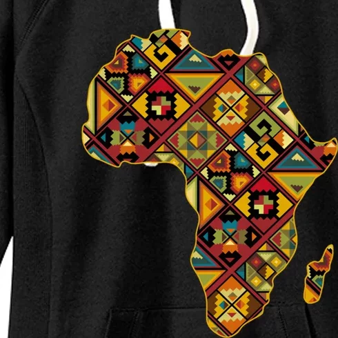 African Pride Black Ethnic Traditional Pattern Map Africa Gift Women's Fleece Hoodie