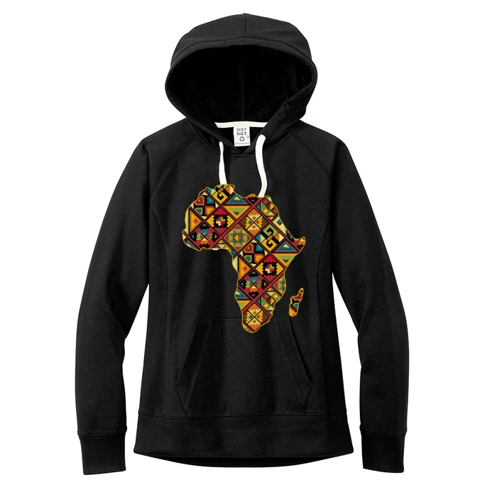 African Pride Black Ethnic Traditional Pattern Map Africa Gift Women's Fleece Hoodie