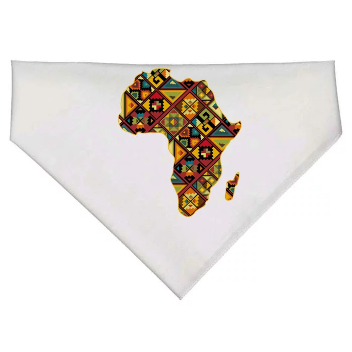 African Pride Black Ethnic Traditional Pattern Map Africa Gift USA-Made Doggie Bandana