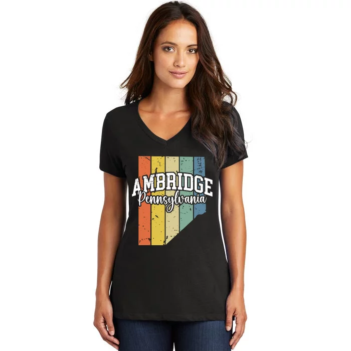 Ambridge Pennsylvania Bridger Pride 15003 Beaver County Women's V-Neck T-Shirt