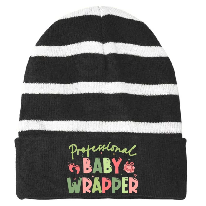 APDL Professional Baby Wrapper Funny Christmas NICU Nurse Striped Beanie with Solid Band