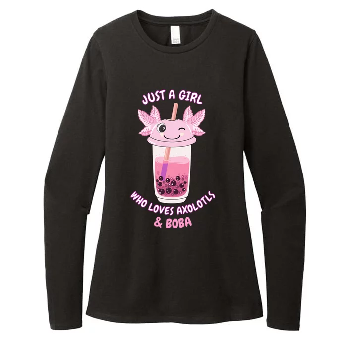 Axolotl Pink Bubble Tea Boba Just A Who Loves Axolotls Great Gift Womens CVC Long Sleeve Shirt