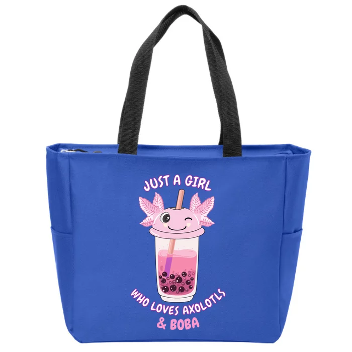 Axolotl Pink Bubble Tea Boba Just A Who Loves Axolotls Great Gift Zip Tote Bag