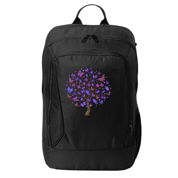 Animal Purple Butterflies Tree Nature Butterfly City Backpack