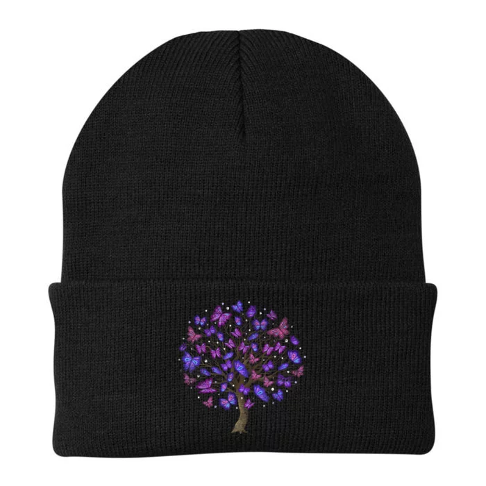 Animal Purple Butterflies Tree Nature Butterfly Knit Cap Winter Beanie