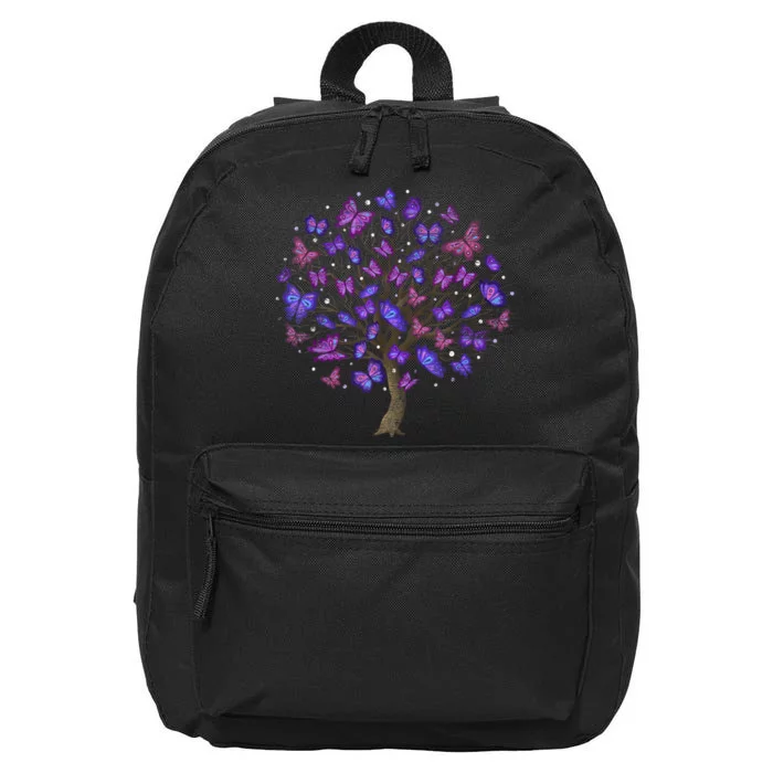 Animal Purple Butterflies Tree Nature Butterfly 16 in Basic Backpack