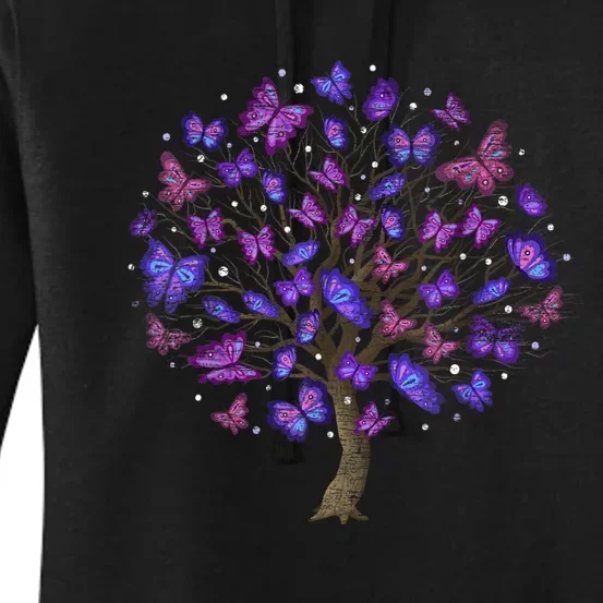 Animal Purple Butterflies Tree Nature Butterfly Women's Pullover Hoodie