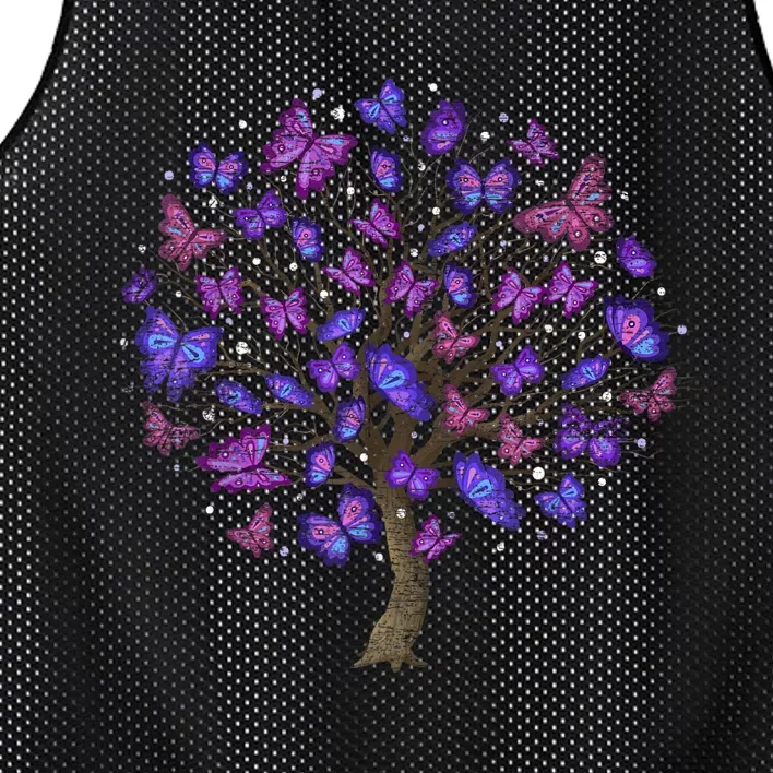 Animal Purple Butterflies Tree Nature Butterfly Mesh Reversible Basketball Jersey Tank