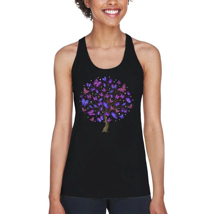 Animal Purple Butterflies Tree Nature Butterfly Women's Racerback Tank