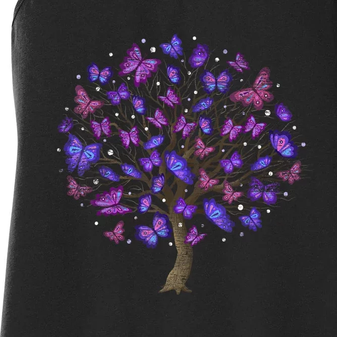 Animal Purple Butterflies Tree Nature Butterfly Women's Racerback Tank