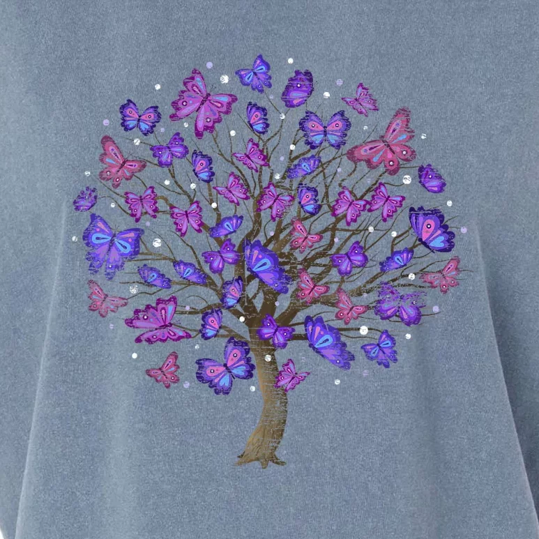 Animal Purple Butterflies Tree Nature Butterfly Garment-Dyed Women's Muscle Tee