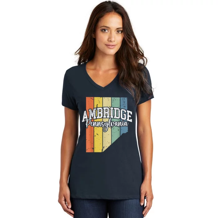 Ambridge Pennsylvania Bridger Pride 15003 Beaver County Women's V-Neck T-Shirt