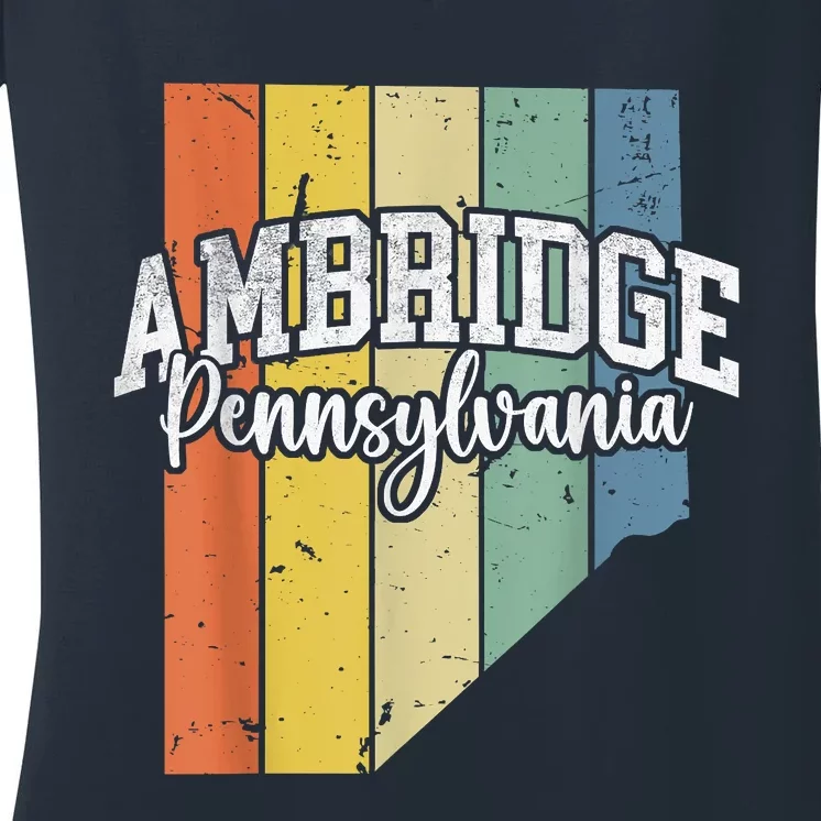 Ambridge Pennsylvania Bridger Pride 15003 Beaver County Women's V-Neck T-Shirt