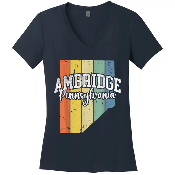 Ambridge Pennsylvania Bridger Pride 15003 Beaver County Women's V-Neck T-Shirt