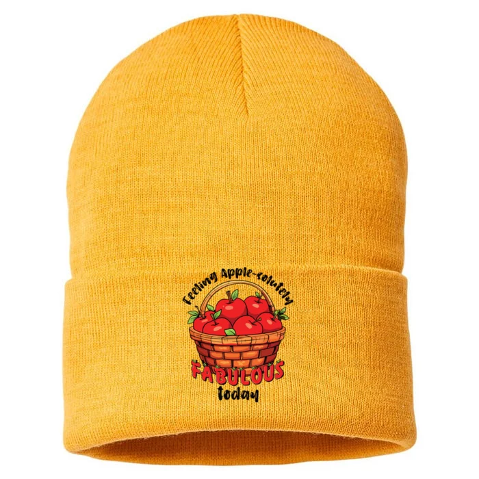 Apple Picking Crew Funny Apple Harvest Matching Family Squad Sustainable Knit Beanie