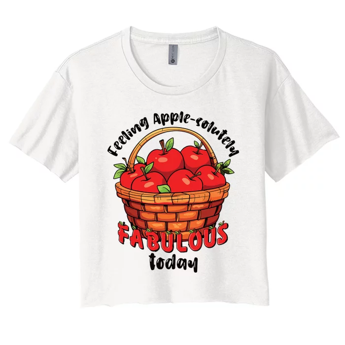 Apple Picking Crew Funny Apple Harvest Matching Family Squad Women's Crop Top Tee