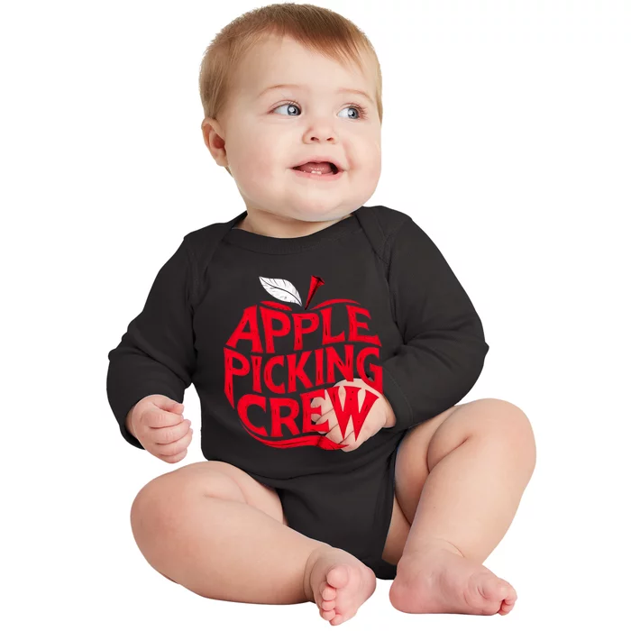 Apple Picking Crew Funny Orchard Harvest Season Fall Autumn Baby Long Sleeve Bodysuit