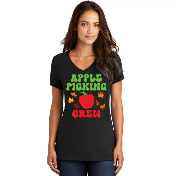 Apple Picking Crew Fall Family Outfit Autumn Fall Apple Lover Apple Picking Women's V-Neck T-Shirt