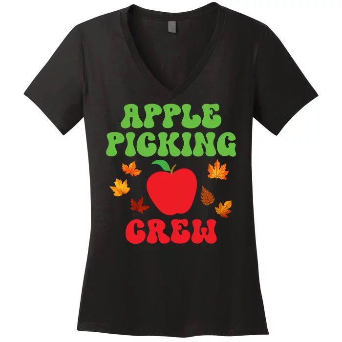 Apple Picking Crew Fall Family Outfit Autumn Fall Apple Lover Apple Picking Women's V-Neck T-Shirt