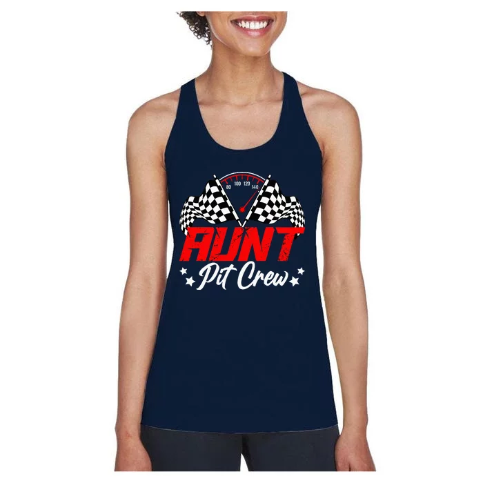 Aunt Pit Crew Birthday Party Race Car Lover Racing Family Women's Racerback Tank