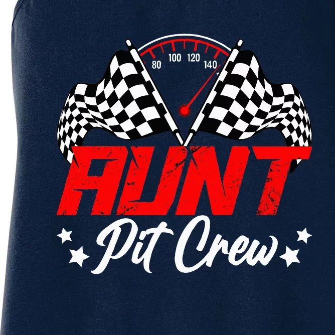 Aunt Pit Crew Birthday Party Race Car Lover Racing Family Women's Racerback Tank