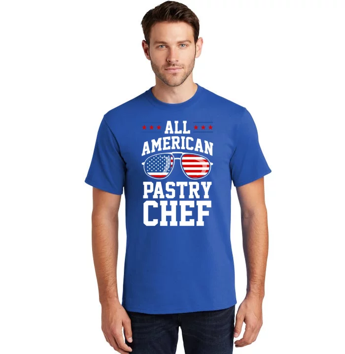 Allamerican Pastry Chef 4th Of July Patriotic American Flag Gift Tall T-Shirt