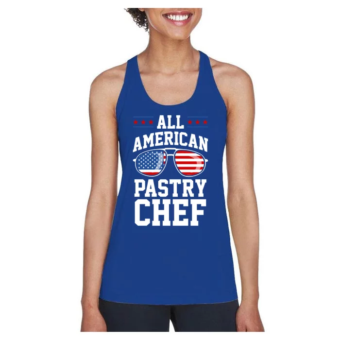 Allamerican Pastry Chef 4th Of July Patriotic American Flag Gift Women's Racerback Tank