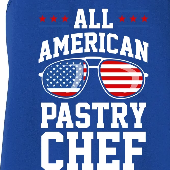 Allamerican Pastry Chef 4th Of July Patriotic American Flag Gift Women's Racerback Tank