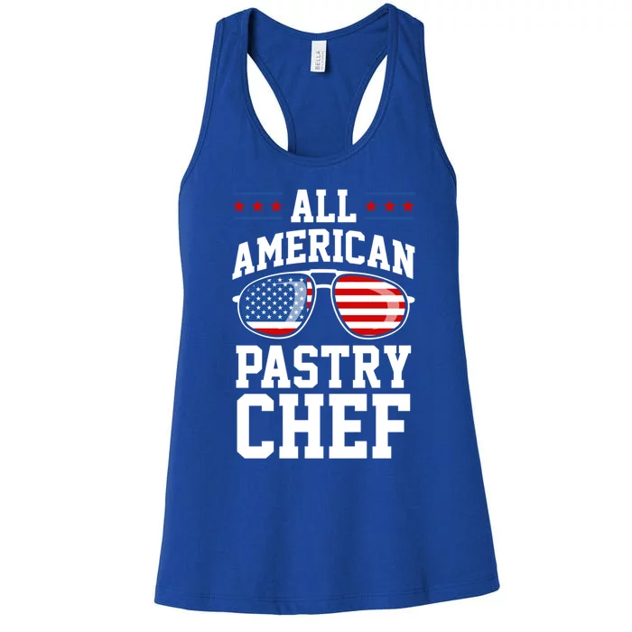 Allamerican Pastry Chef 4th Of July Patriotic American Flag Gift Women's Racerback Tank