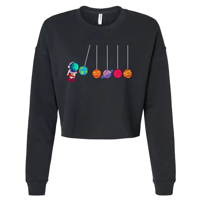 Astrophysicist Planet Cradle Astronomy Cropped Pullover Crew