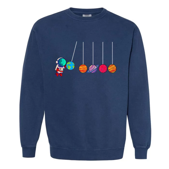 Astrophysicist Planet Cradle Astronomy Garment-Dyed Sweatshirt