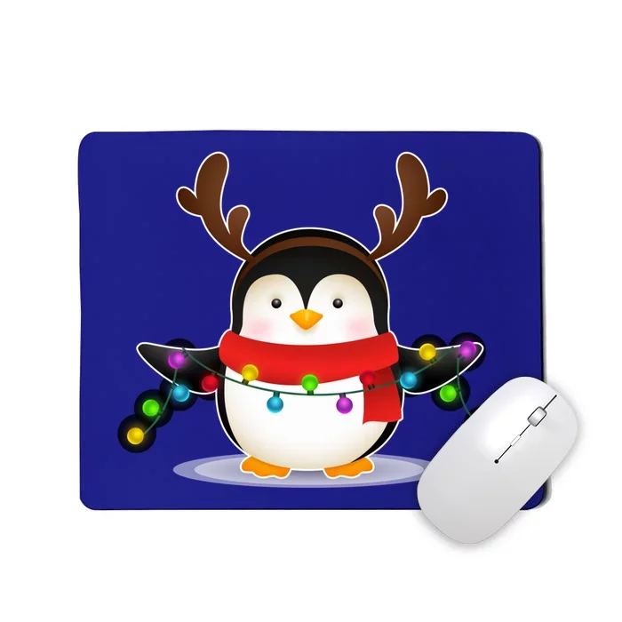 Adorable Penguin Christmas Light Funny Christmas Penguin Gift Mousepad