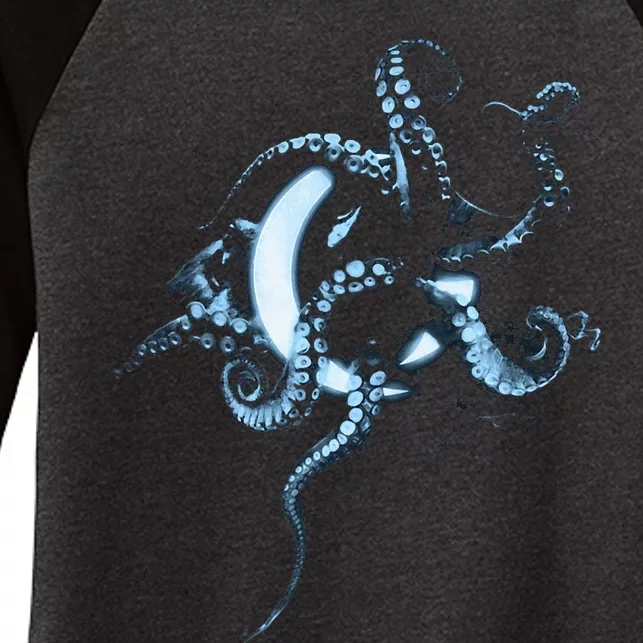 A Perfect Circle Glowing Octopus Women's Tri-Blend 3/4-Sleeve Raglan Shirt