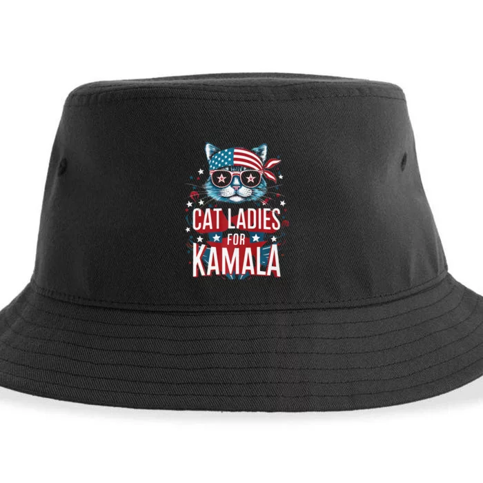 Awesome Patriotic Cat With Bandana Cat Ladies For Kamala Sustainable Bucket Hat