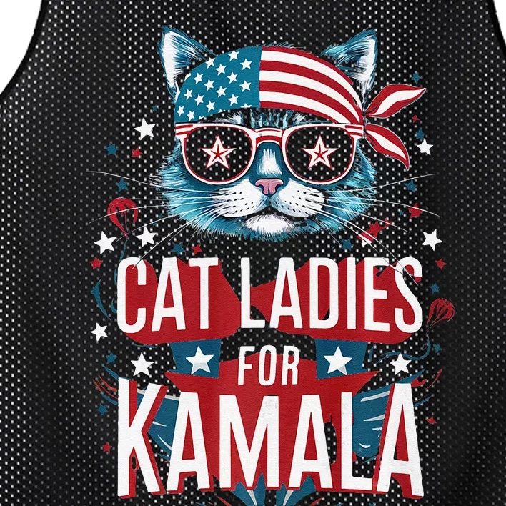 Awesome Patriotic Cat With Bandana Cat Ladies For Kamala Mesh Reversible Basketball Jersey Tank