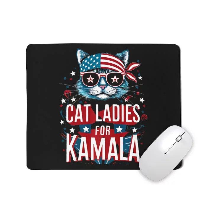 Awesome Patriotic Cat With Bandana Cat Ladies For Kamala Mousepad