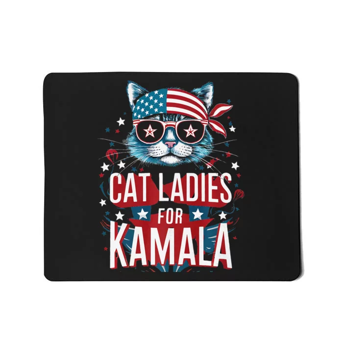 Awesome Patriotic Cat With Bandana Cat Ladies For Kamala Mousepad