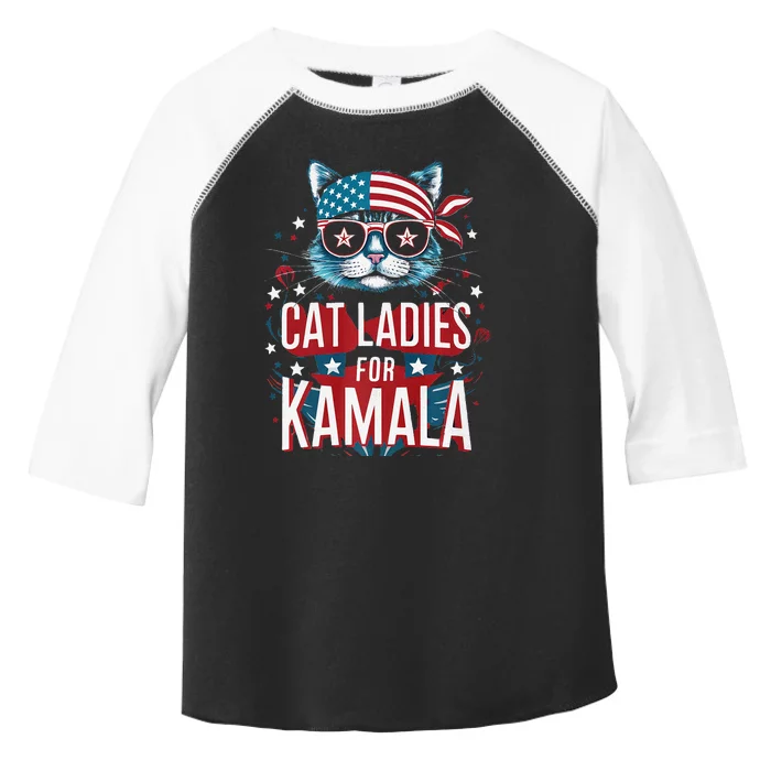 Awesome Patriotic Cat With Bandana Cat Ladies For Kamala Toddler Fine Jersey T-Shirt