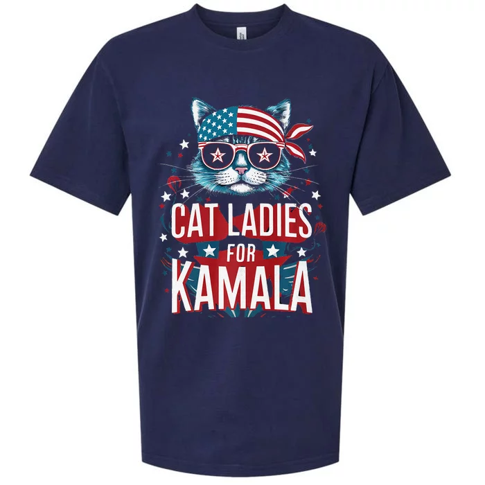 Awesome Patriotic Cat With Bandana Cat Ladies For Kamala Sueded Cloud Jersey T-Shirt