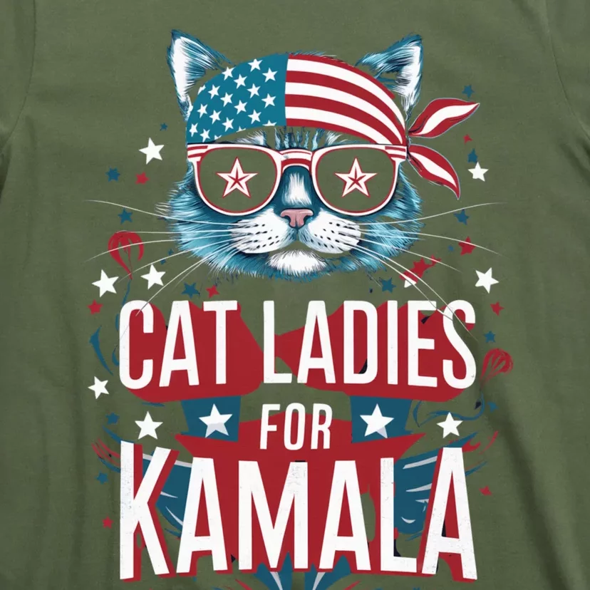 Awesome Patriotic Cat With Bandana Cat Ladies For Kamala 10 T-Shirt